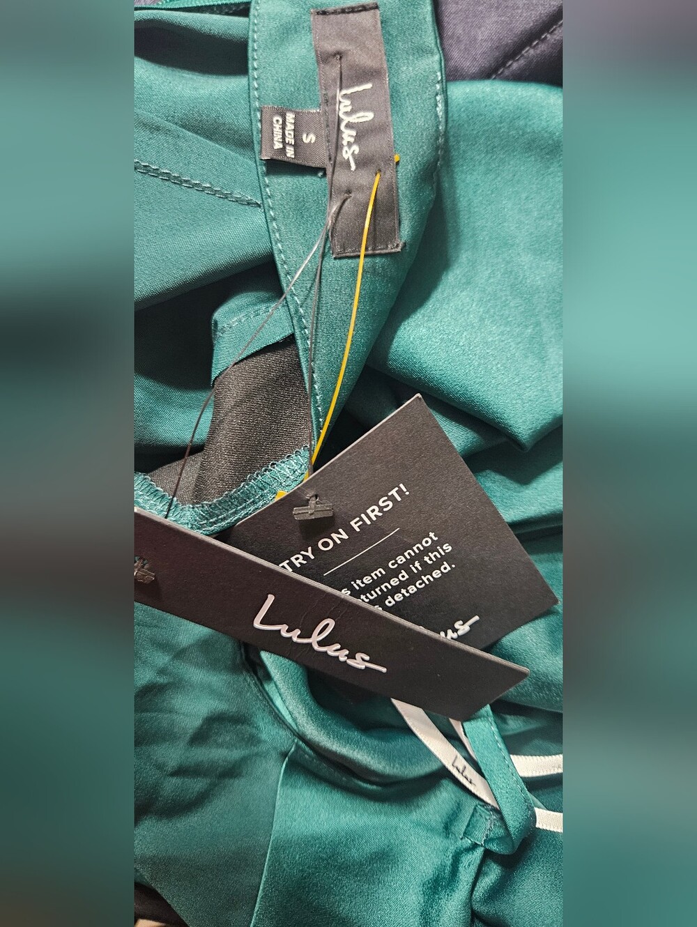 NWT Lulus Hollywood Woman Forest Green Satin Midi Dress Small - Picture 9 of 9